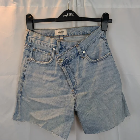 AGOLDE Cris Cross Women's Light Blue Denim Shorts size 24 in VGUC - Picture 1 of 7